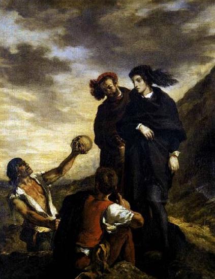 Eugene Delacroix Hamlet and Horatio in the Graveyard oil painting picture